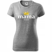 Koszulki i topy damskie - Damska Koszulka na Dzień Mamy Mama rządzi na Prezent dla Mamy Urodziny ciemnoszary melanż XL - miniaturka - grafika 1