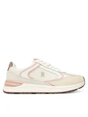 Sneakersy damskie - Tommy Hilfiger Sneakersy Casual Fashion Runner Mix FW0FW08693 Écru - miniaturka - grafika 1