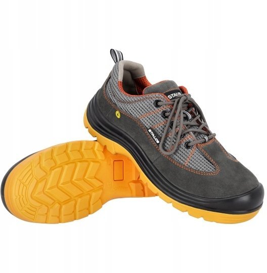 Stalco Półbut skóra zamsz podnosek wkładka metal Mesh siateczka oddychające odporne na olej napędowy podeszwa PU antypoślizgowe LIGHT S1P ESD 43