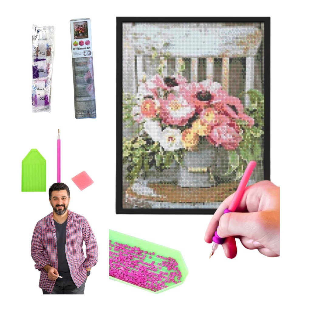 Haft Diamentowy Mozaika Painting Diamond Painting Bukiet Dzień Nauczyciela