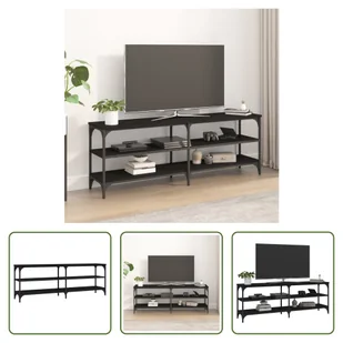 The Living Store szafka pod telewizor czarna 140x30x50 cm materiał drewnopochodny - Szafki RTV - miniaturka - grafika 1