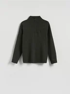 Swetry męskie - Reserved - Sweter z rozpinanym golfem - ciemnozielony - miniaturka - grafika 1