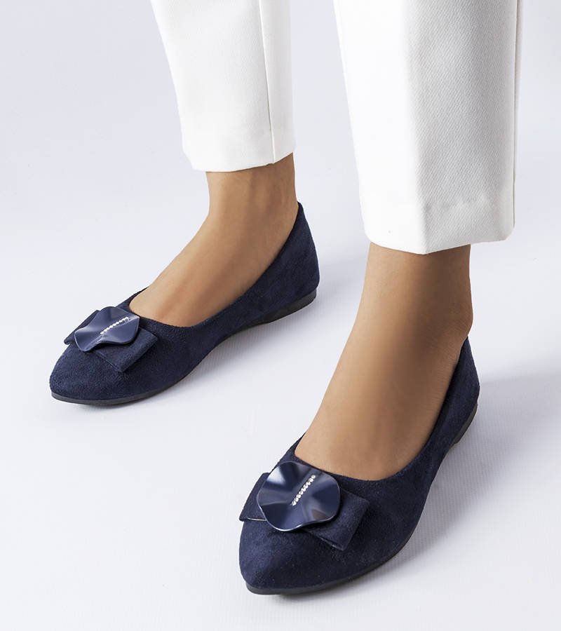 Granatowe balerinki zdobione cyrkoniami Rémy -37