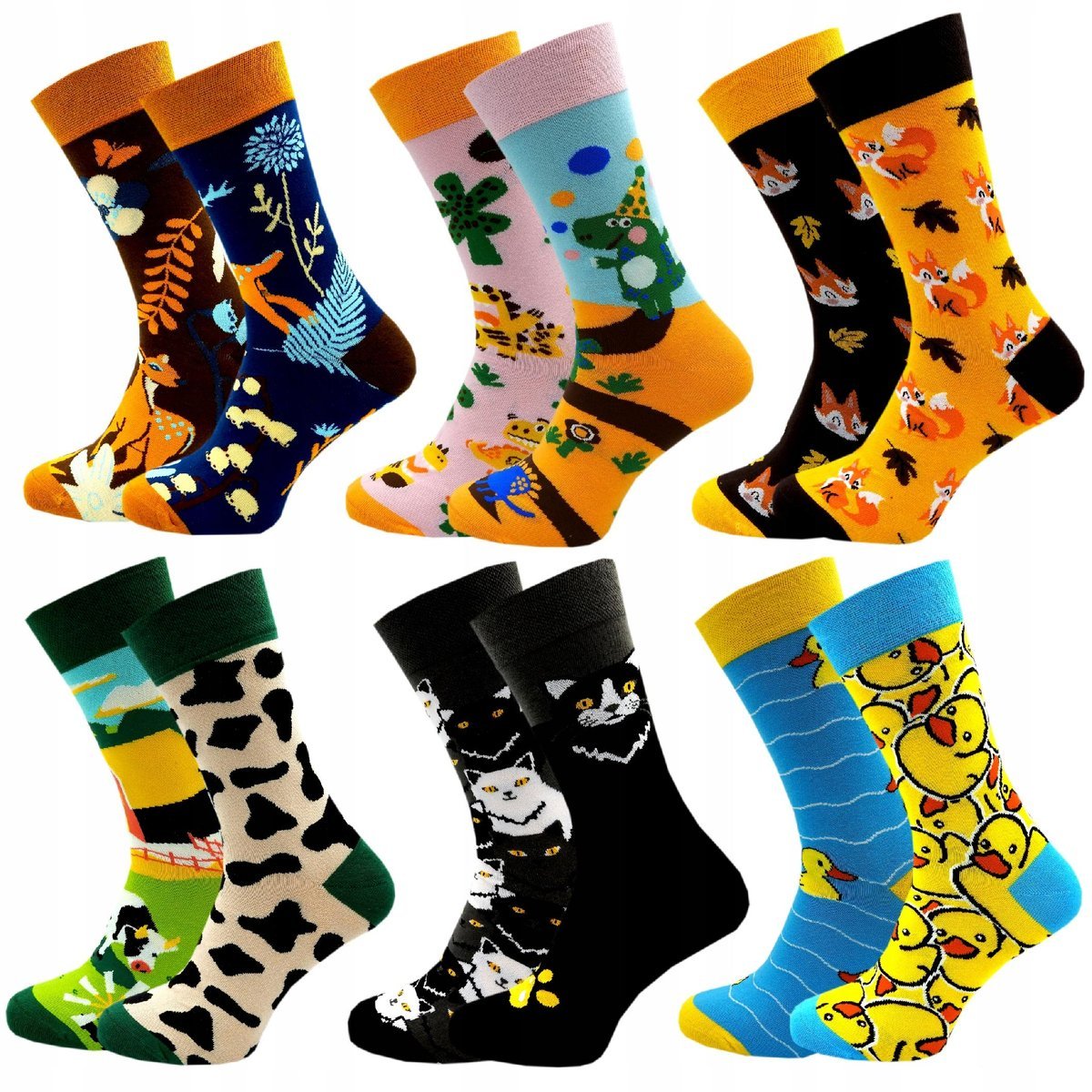 6 x Skarpety Męskie Śmieszne BAWEŁNA 90% NIE DO PARY KAŻDA INNA 44-46