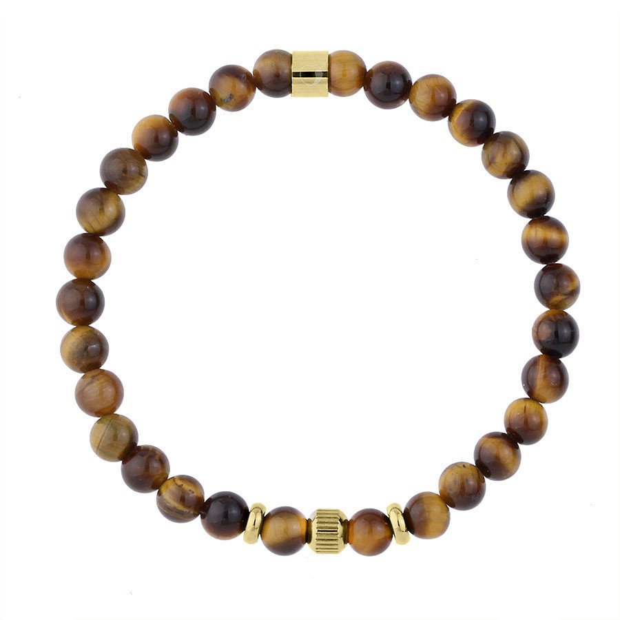 Bransoletka męska z brązowymi koralikami tygrysim okiem
