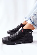 Trampki damskie - Trampki Damskie Cross Jeans Wysokie Czarne II2R4021 - Zazoo - miniaturka - grafika 1