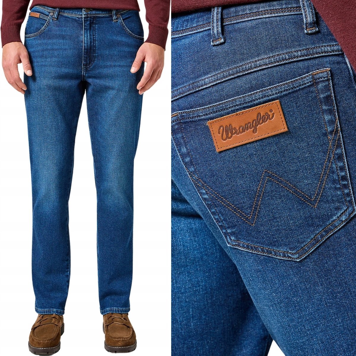 Wrangler TEXAS SLIM Dark Trails 365 WARM ciepłe spodnie jeansowe W31 L32