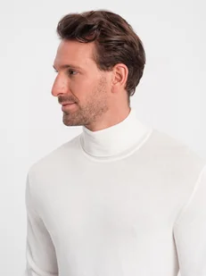 Jednokolorowy dzianinowy męski golf z wiskozą biały V3 OM-SWTN-0101 - Ombre Clothing - Swetry męskie - miniaturka - grafika 1