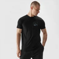 Koszulki sportowe męskie - Męski t-shirt z nadrukiem 4F 4FAW23TTSHM0894 - czarny - miniaturka - grafika 1