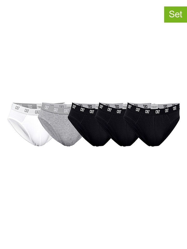 CR7 Slipy (5 par) w kolorze czarnym, białym i szarym