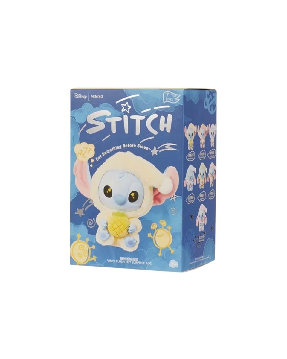 Miniso Disney Stitch Eating Something Before Sleep Plush Keychain Single Blind Box