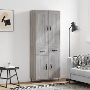 vidaXL Witrynka szary dąb sonoma 69,5x34x180cm materiał drewnopochodny - Szafki nocne - miniaturka - grafika 1