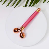 Masażery - Masażer z dwiema główkami, wibrujący do twarzy i ciała 3D różowy - miniaturka - grafika 1