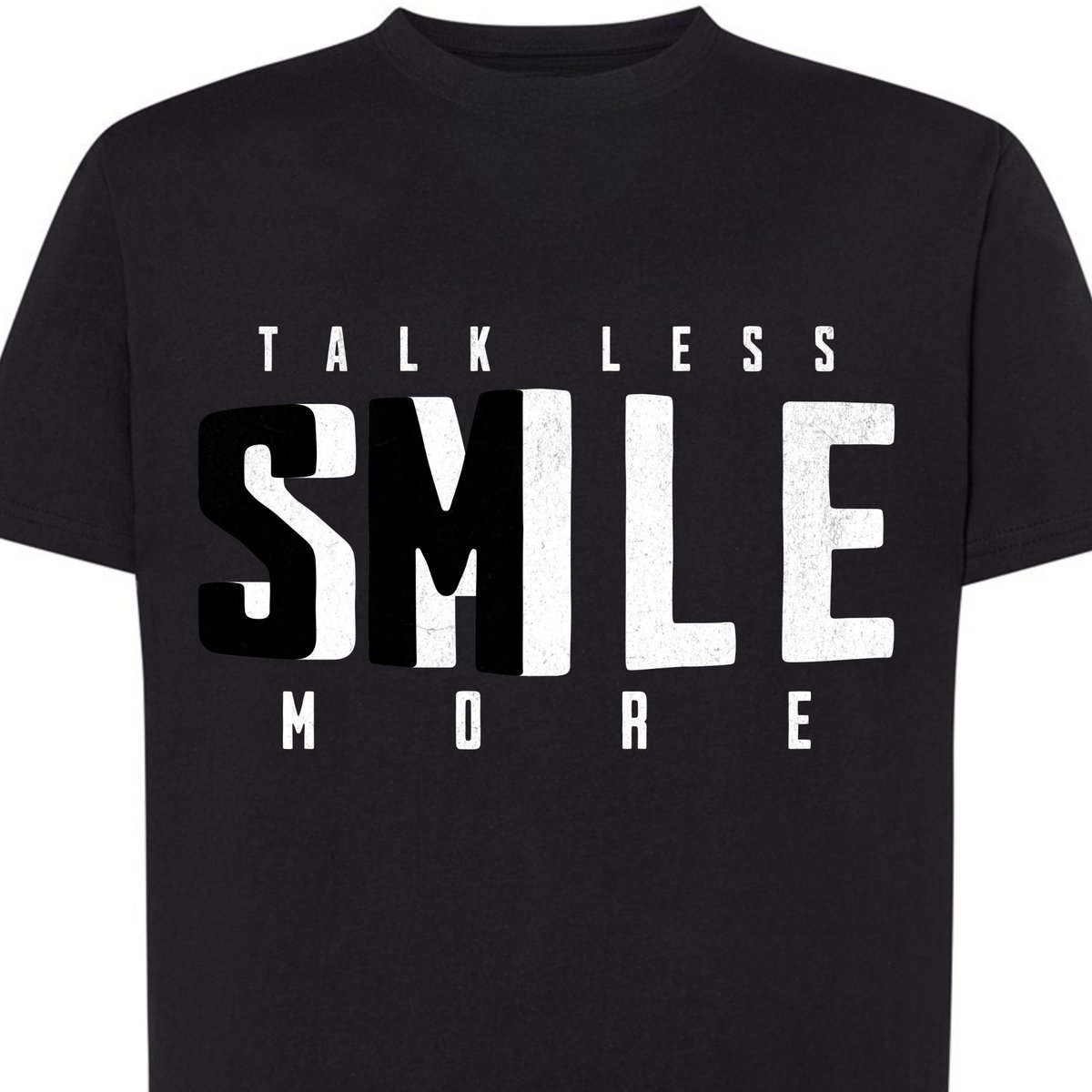 Koszulka męska z napisem streetwear TALK LESS SMILE MORE S czarna DEYORA