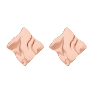 Kolczyki falowane kwadraty z różowego złota - Kolczyki - miniaturka - grafika 1