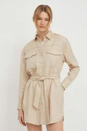 Sukienki - Pepe Jeans sukienka Beate kolor beżowy mini prosta - miniaturka - grafika 1