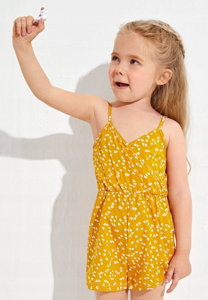 SHEIN KOMBINENZON DZIECIĘCY ŻÓŁTY LETNI 130cm ŁFL