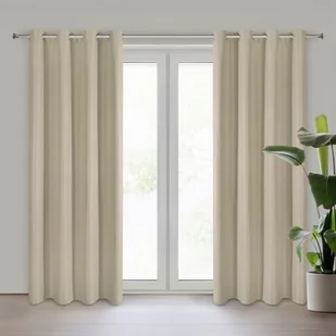 Zasłona gotowa Adari 140 x 250 cm przelotki beżowy - Zasłony - miniaturka - grafika 1