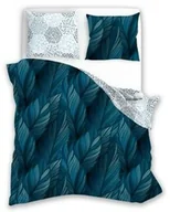 Pościel - Faro Pościel bawełniana 160x200 turkusowa liście geometria Letni sen 014 - miniaturka - grafika 1