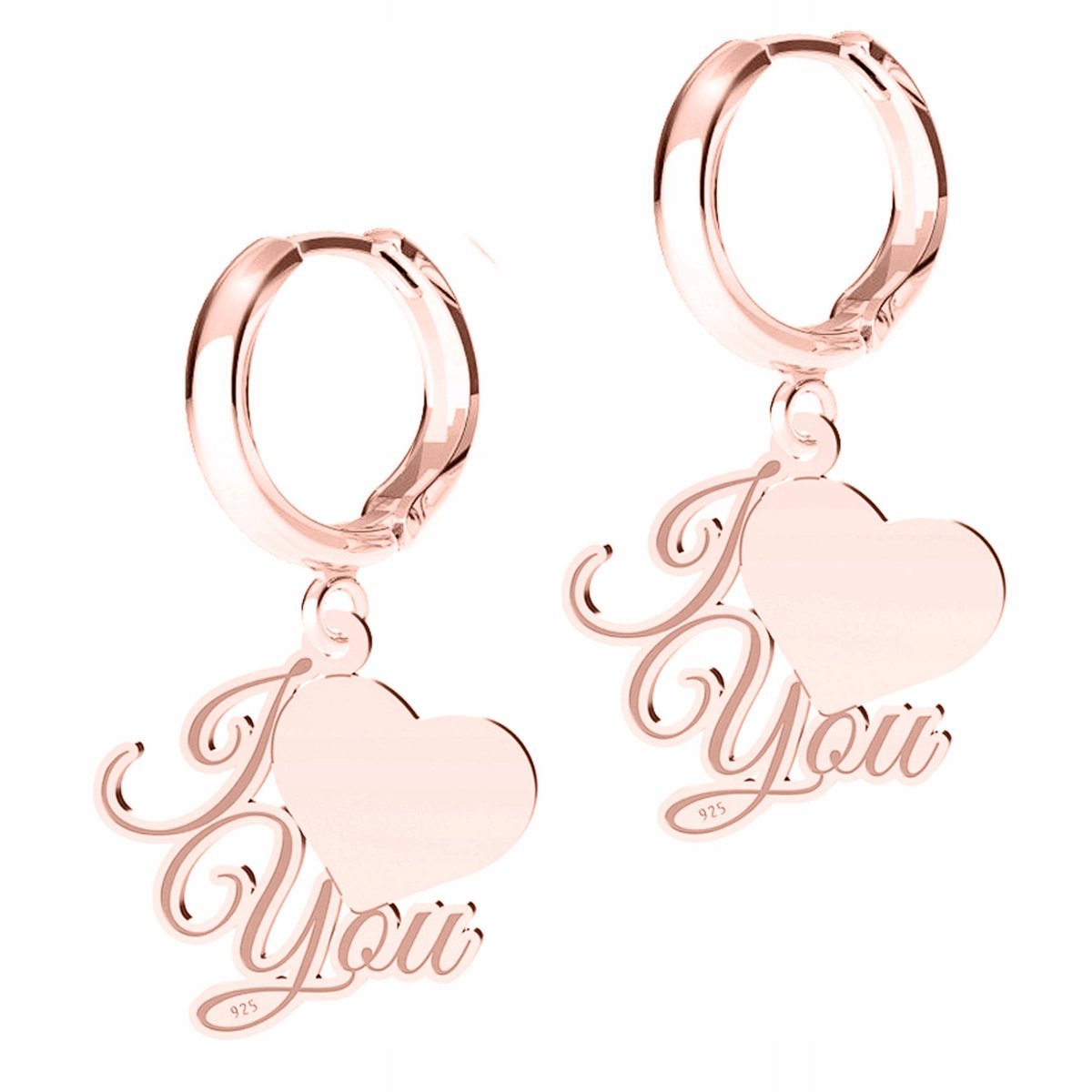 Kolczyki Pozłacane Blaszki Serca Serduszka I Love You Kocham Cię SREBRO 925