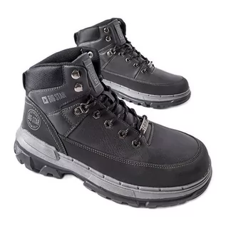 Buty trekkingowe męskie - Czarne trapery męskie Big Star KK174120 Black - grafika 1