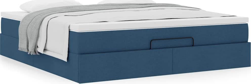 vidaXL Rama łóżka otomana z materacem, niebieska, 180x200 cm, tkanina
