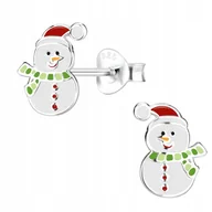 Biżuteria dla dzieci - SREBRNE KOLCZYKI BAŁWANKI DLA DZIEWCZYNKI NA ŚWIĘTA SZTYFTY SREBRO 925 - miniaturka - grafika 1