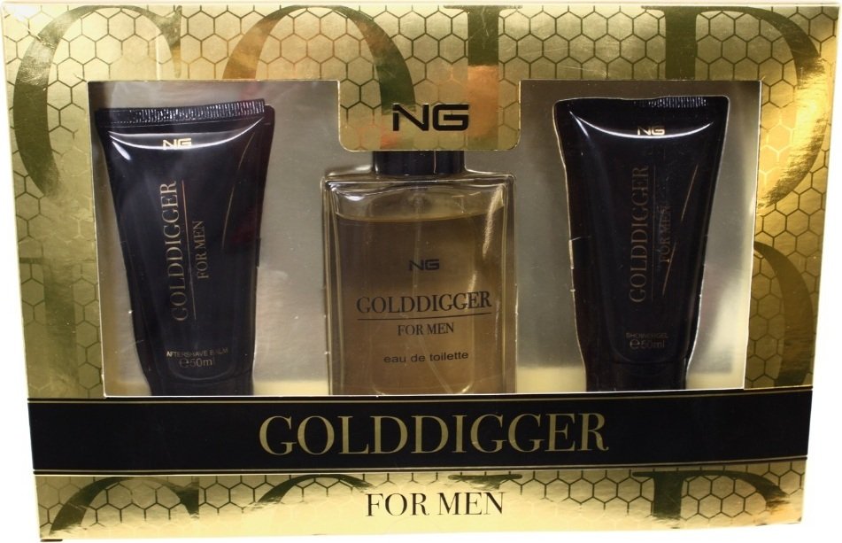 NG PERFUMES NG Zestaw dla mężczyzn woda toaletowa 100 ml, żel pod prysznic, balsam po goleniu 50 ml, Golddiger men