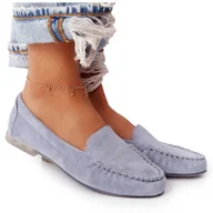 Mokasyny damskie - Zamszowe Mokasyny Sergio Leone MK722 Niebieskie - miniaturka - grafika 1