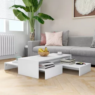 vidaXL Zestaw stolików kawowych wsuwanych, biały, 100x100x26,5 cm vidaXL - Ławy i stoliki kawowe - miniaturka - grafika 1