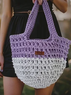 Ażurowa shopperka ze sznurka na szydełku handmade TSa01-02 - Torebki damskie - miniaturka - grafika 1