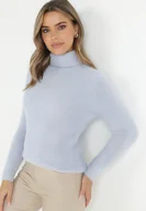 Swetry damskie - Jasnoniebieski Wełniany Golf Mihn - miniaturka - grafika 1