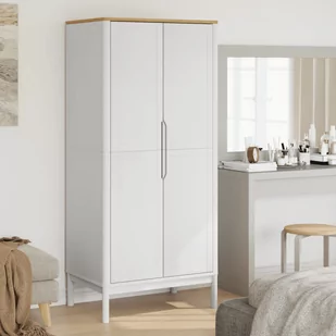 vidaXL Szafa FLORO, biała, 77x53x171 cm, lite drewno sosnowe - Szafy - miniaturka - grafika 1