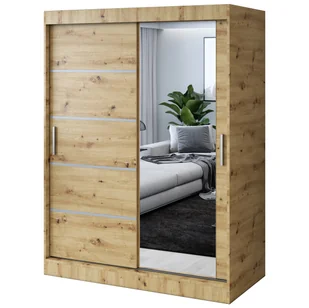 Szafa przesuwna 1 x Lustro 150x200 Pepe , Dąb Artisan - Szafy - miniaturka - grafika 1