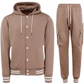 Dresy męskie - Dres męski komplet beżowy bojówki i bluza rozpinana z kapturem Recea - miniaturka - grafika 1