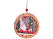 Oświetlenie świąteczne - Lampka świąteczna BELINE drewniana skrzat i samochód okrągła - miniaturka - grafika 1