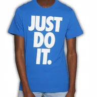 Koszulki męskie - KOSZULKA NIKE JUST DO IT NIEBIESKI T-SHIRT ROZMIAR M KOMFORTOWA BAWEŁNIANA - miniaturka - grafika 1