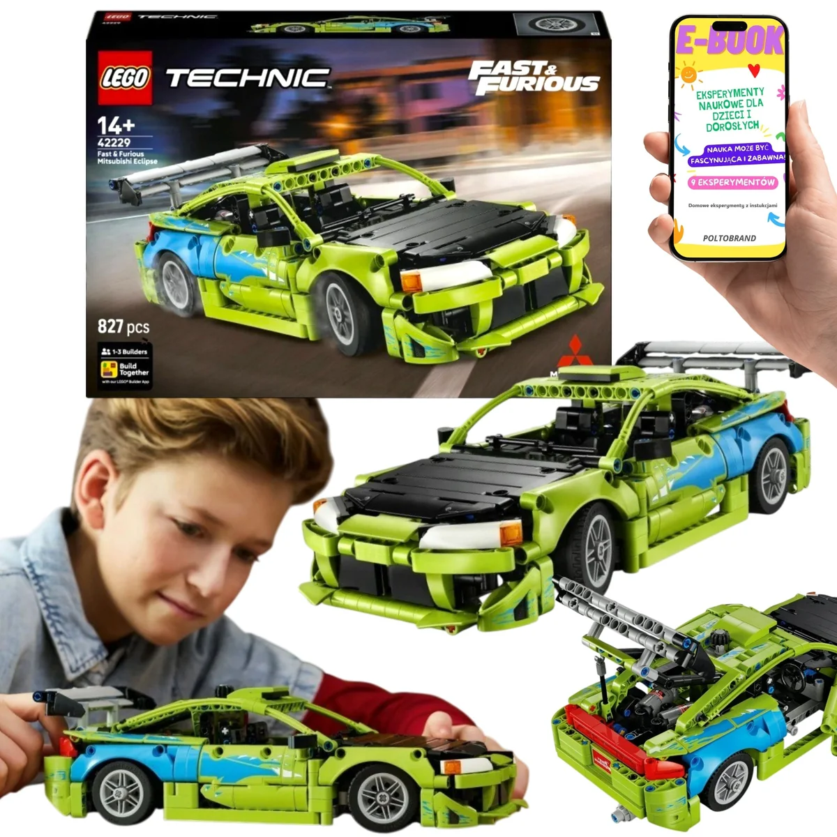 LEGO TECHNIC Samochód Fast and Furious Mitsubishi Eclipse dla dziecka 14 15 16 lat 42229 827 el.