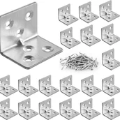 Zawiasy, okucia i inne akcesoria - 20 stalowych wsporników L, 90-stopniowe wsporniki narożne do mocowania mebli drewnianych. Zawiera śruby (srebrne, 36 x 27 mm). - miniaturka - grafika 1