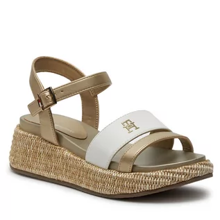 Buty dla dziewczynek - Espadryle Tommy Hilfiger Platform Sandal T3A2-33263-0326 S Platinum/White X107 - grafika 1