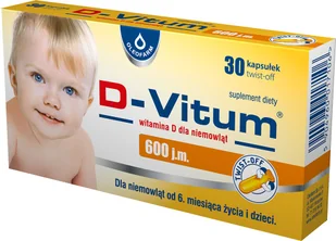 Oleofarm SP. Z O.O. D-Vitum 600 witamina D dla dzieci 6m+ 30 kapsułek twist-off 3419144 - Witaminy i minerały - miniaturka - grafika 1