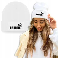 Czapki damskie - Zimowa Wygodna Czapka Biała DEMON Modne Mix Wzorów - miniaturka - grafika 1