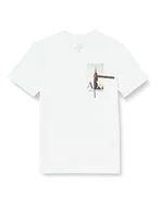 Koszulki męskie - Armani Exchange Męski t-shirt z nadrukiem z nadrukiem, slim fit, rozciągliwa bawełna, biały, XS - miniaturka - grafika 1