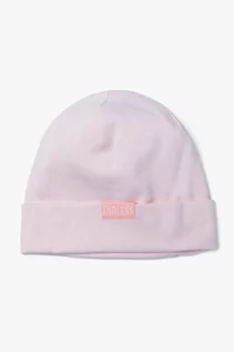 Czapki dla dzieci - Różowa dzianinowa czapka dla dziewczynki - grafika 1
