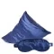Akcesoria do bielizny - Slaap Sleeping Beauty Blue ZESTAW Jedwabna poszewka na poduszkę (granatowa) 1 szt. + Jedwabna opaska na oczy do spania (granatowa) 1 szt. - miniaturka - grafika 1