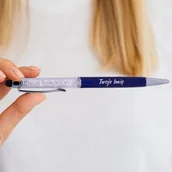 Zestawy piśmiennicze - Długopis Z Kryształkami I Gumką - Granat - miniaturka - grafika 1