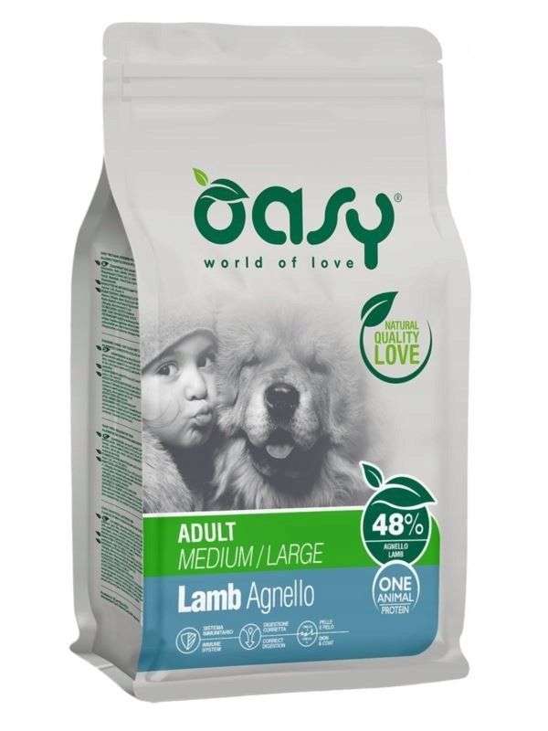 OASY ONE ANIMAL PROTEIN ADULT M/L JAGNIĘCINA 12 KG