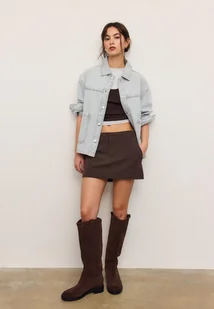 Stradivarius Kurtka jeansowa z kieszeniami PERŁOWOSZARY DENIM L - Kurtki damskie Stradivarius Kurtka jeansowa z kieszeniami PERŁOWOSZARY DENIM L - Kurtki damskie - miniaturka - grafika 1