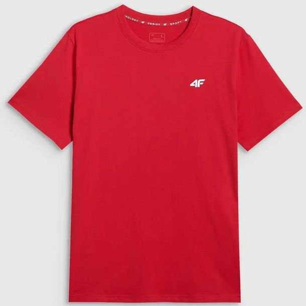 Koszulka Męska 4F T-shirt Basic Regular Bawełna Sportowa Casual Czerwony XL