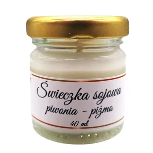 Świeczka Sojowa Piwonia-Piżmo 40 ml – Ręcznie Robiona w Szklanym Słoiczku - Świece - miniaturka - grafika 1